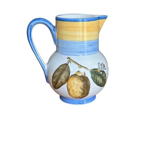 Villeroy & Boch Amarillo Earthenware Pitcher with Fruit Design 60 Oz - Picture 1 of 8